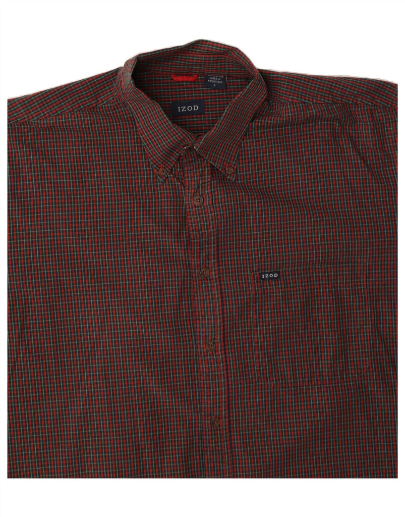 IZOD Mens Shirt Large Red Check Cotton Vintage Izod and Second-Hand Izod from Messina Hembry 