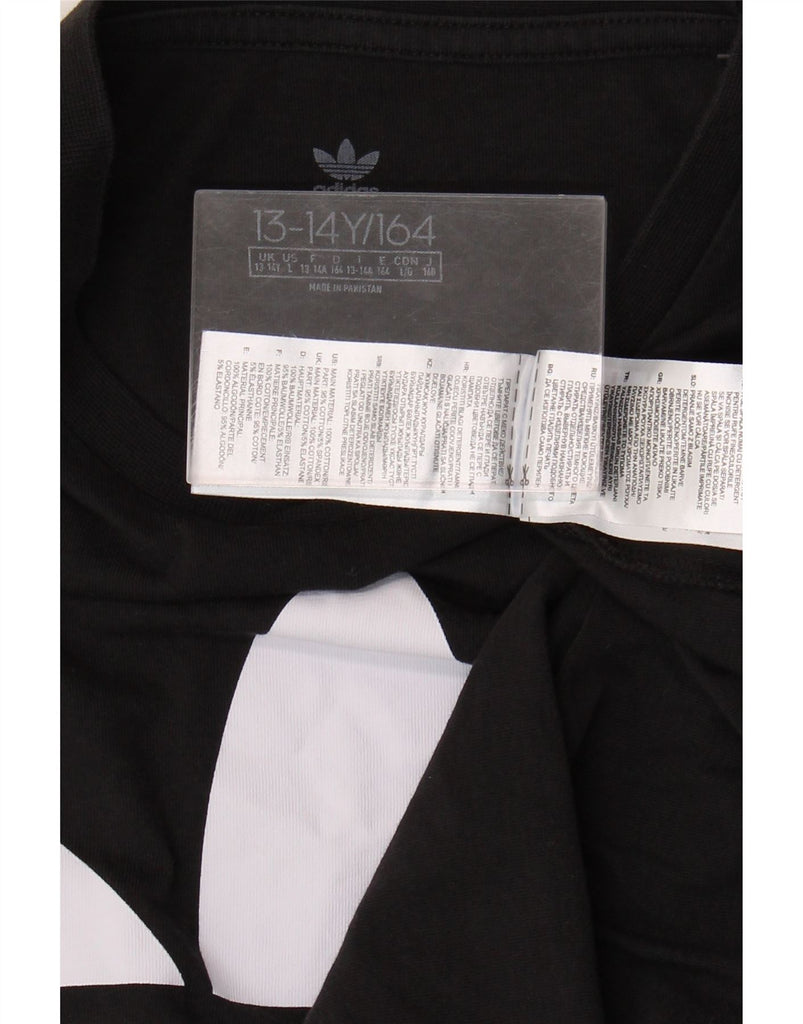 ADIDAS Boys Graphic T-Shirt Top 13-14 Years Black Cotton Vintage Adidas and Second-Hand Adidas from Messina Hembry 