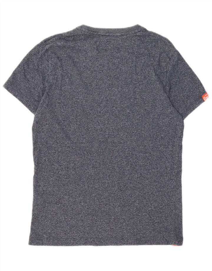 Superdry Mens T-Shirt Top Small Navy Blue Flecked Cotton