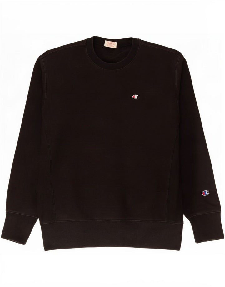 Champion Mens Reverse Weave Sweatshirt Jumper Medium Black Cotton