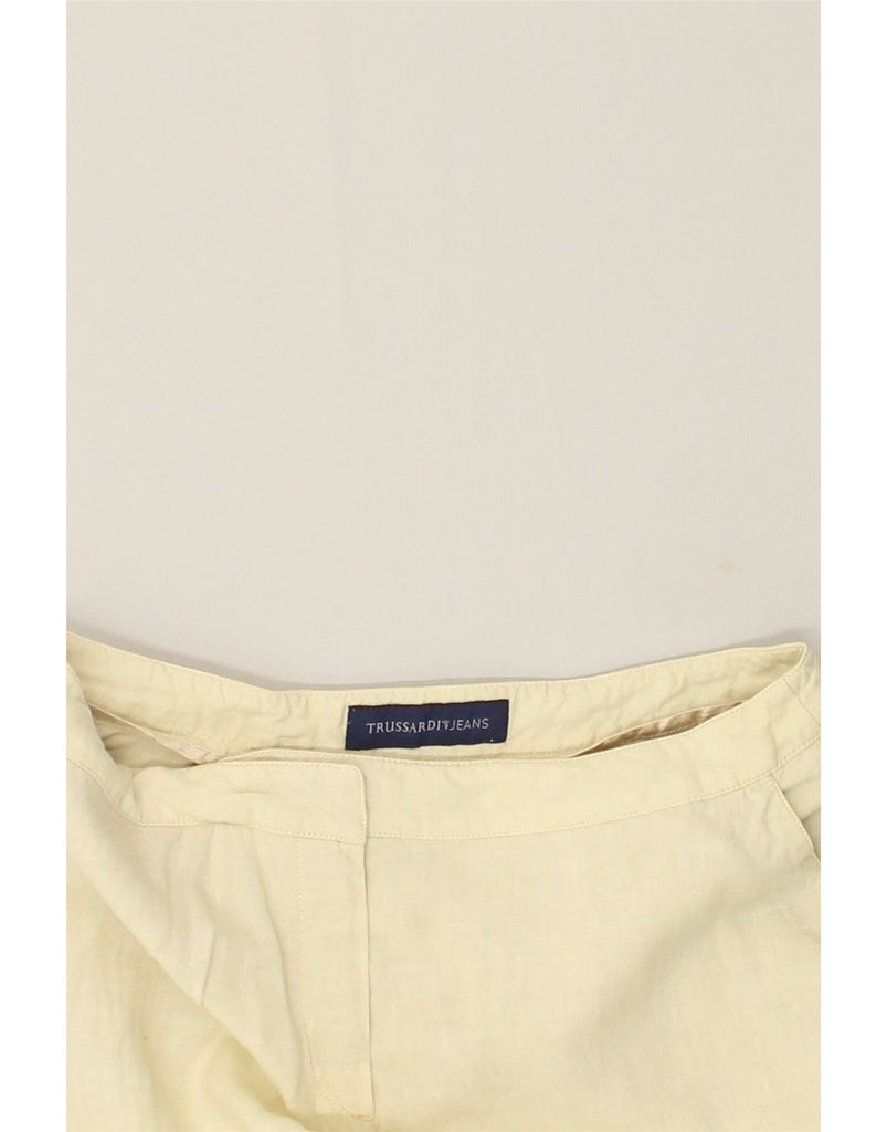 TRUSSARDI Womens Straight Casual Trousers IT 46 Large W30 L31  Beige Linen | Vintage Trussardi | Thrift | Second-Hand Trussardi | Used Clothing | Messina Hembry 