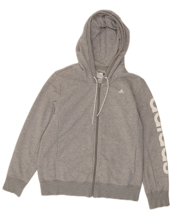 Adidas Womens Graphic Zip Hoodie Sweater UK 20/22 XL Grey Flecked Cotton