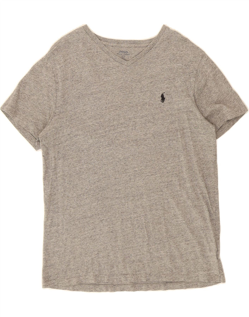 POLO RALPH LAUREN Mens T-Shirt Top Large Grey Flecked Cotton Vintage Polo Ralph Lauren and Second-Hand Polo Ralph Lauren from Messina Hembry 