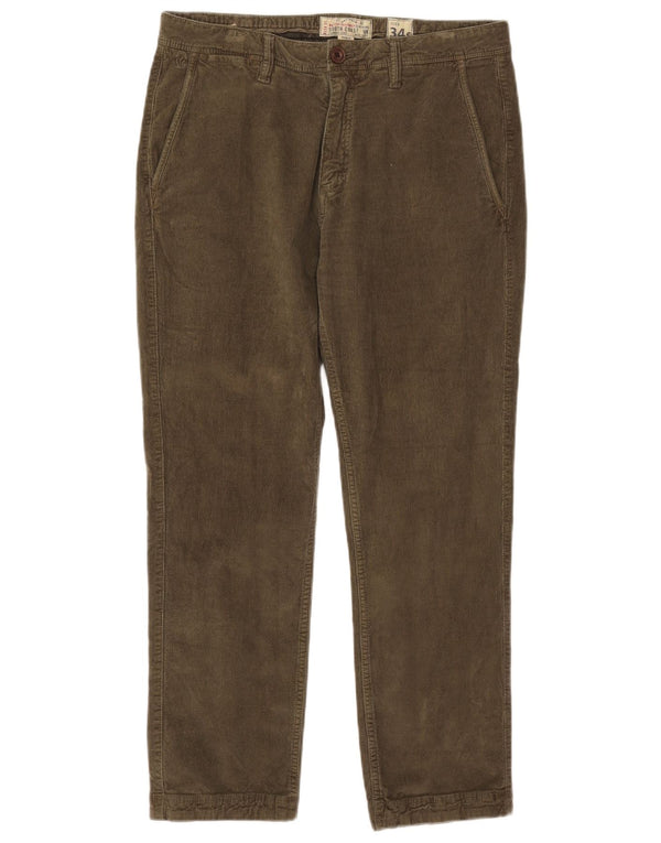Fat Face Mens Straight Corduroy Trousers W34 L28 Khaki Cotton