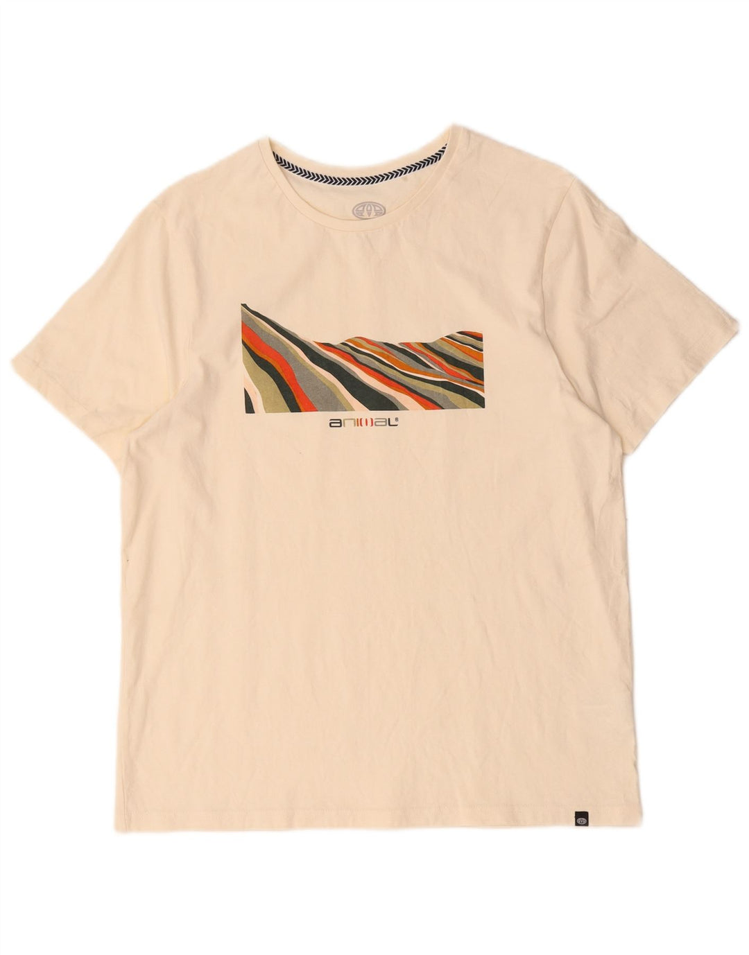 Animal Mens Graphic T-Shirt Top Medium Off White Cotton