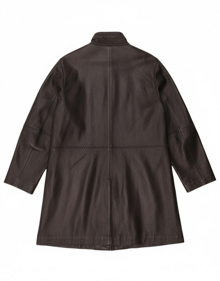 Vintage Womens Leather Coat UK 12 Medium Black Leather