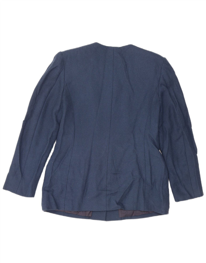 Luisa Spagnoli Womens 5 Button Blazer Jacket IT 46 Large Blue Virgin Wool