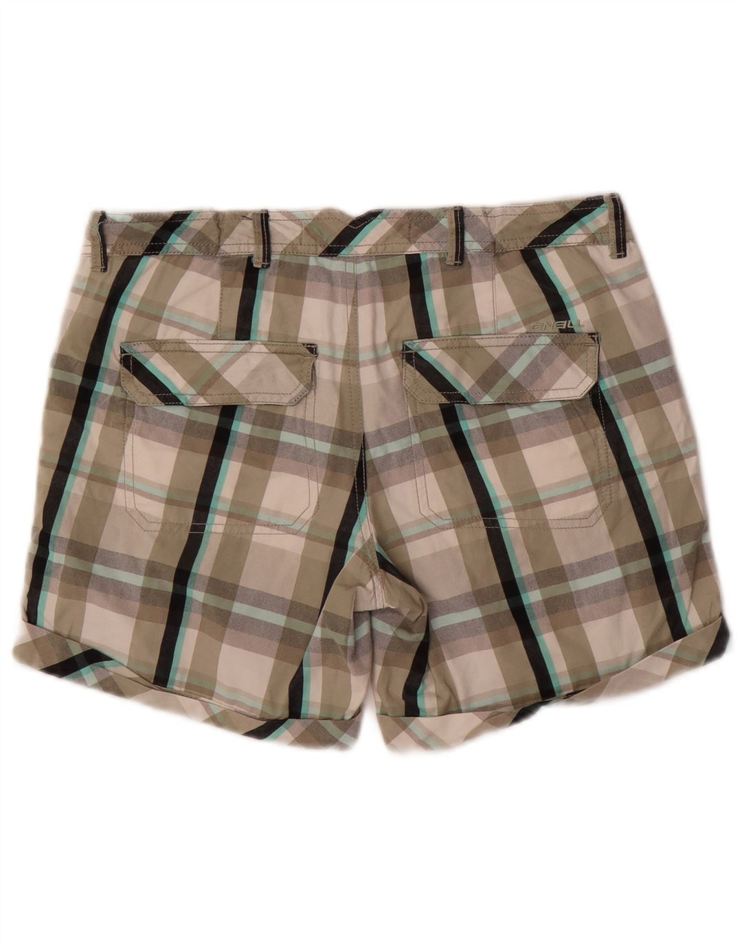 O'NEILL Womens Chino Shorts W26 Small Grey Check Cotton