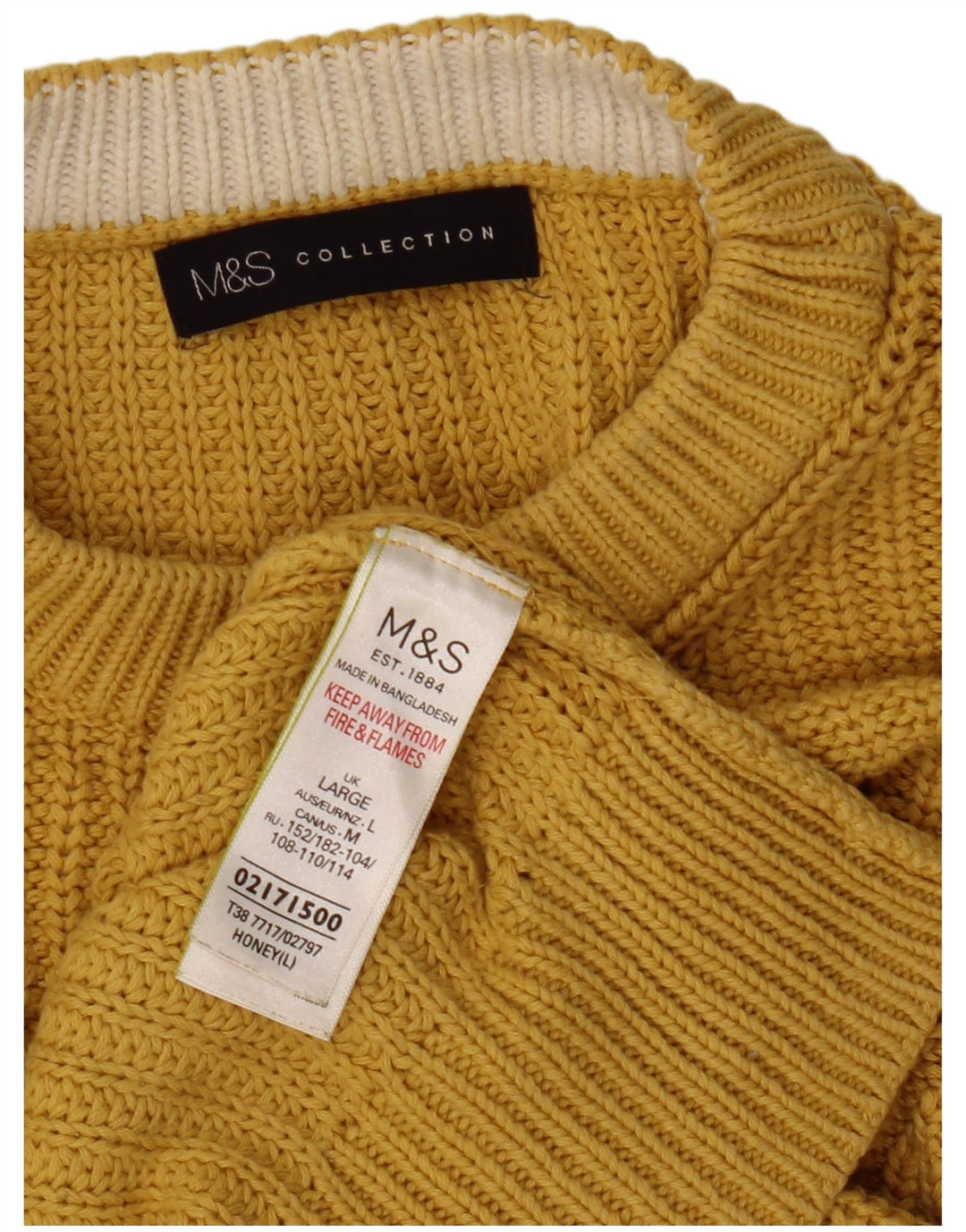 Marks & Spencer Womens Crew Neck Jumper Sweater UK 16 Large Yellow