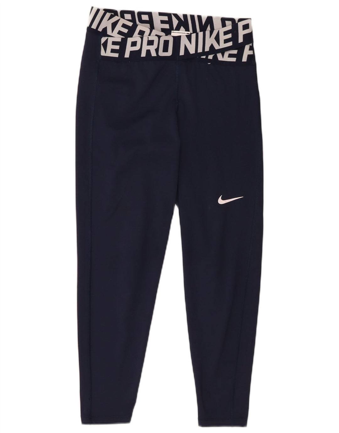 Nike Womens Dri Fit Graphic Leggings UK 14 Medium Navy Blue Polyester