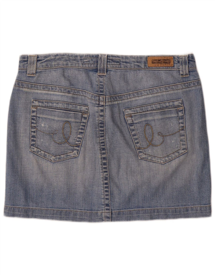 Vintage Womens Distressed Mini Denim Skirt W31 Medium Blue Cotton