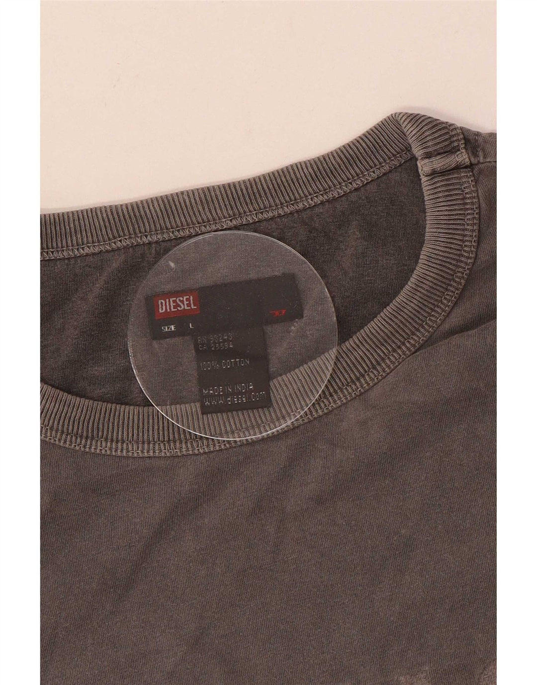 Diesel Mens Graphic Top Long Sleeve Large Grey Cotton