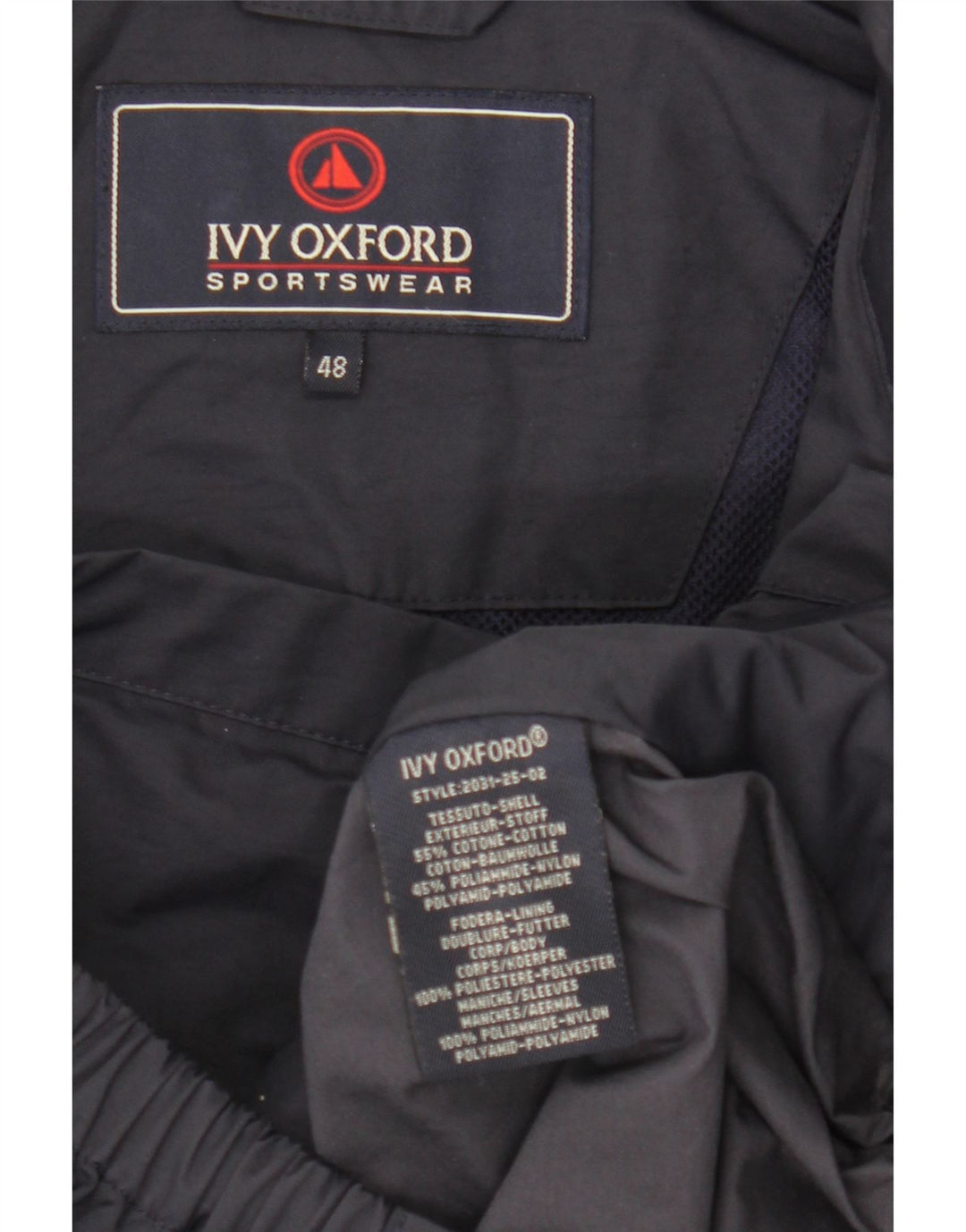 Ivy Oxford Mens Hooded Bomber Jacket IT 48 Medium Navy Blue Cotton