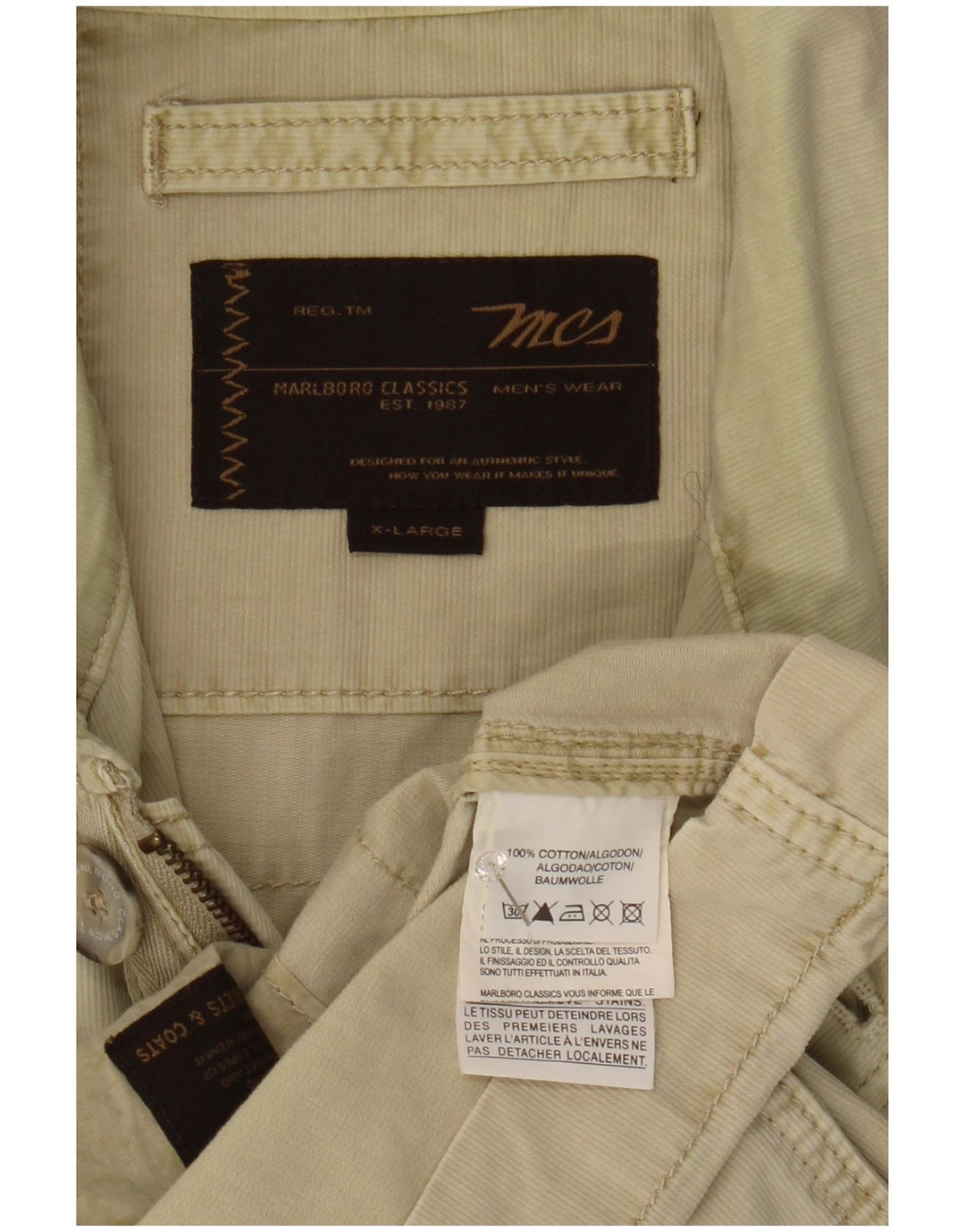 MARLBORO CLASSICS Mens Utility Jacket UK 42 XL Khaki Cotton