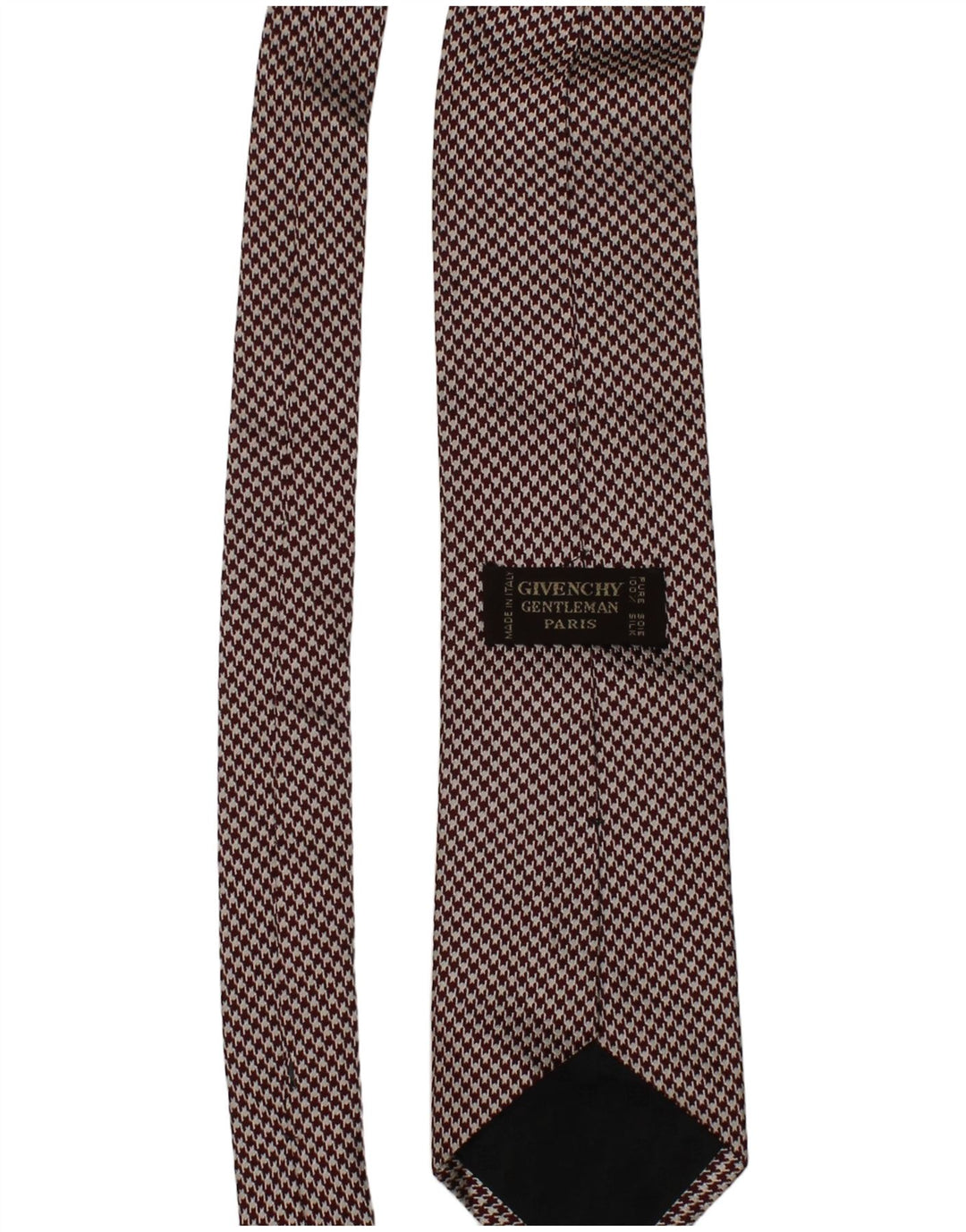 GIVENCHY Mens Tie One Size Maroon Houndstooth Silk Classic