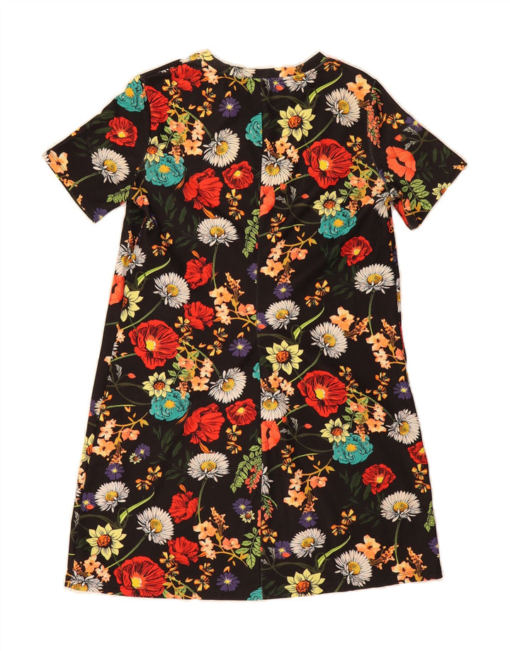 ZARA Womens Sheath Dress UK 14 Medium Black Floral Vintage Zara and Second-Hand Zara from Messina Hembry 
