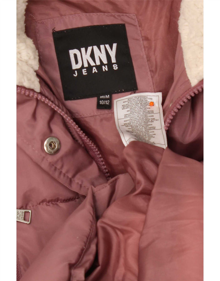 Dkny Girls Hooded Padded Coat 10-11 Years Medium Pink Polyester