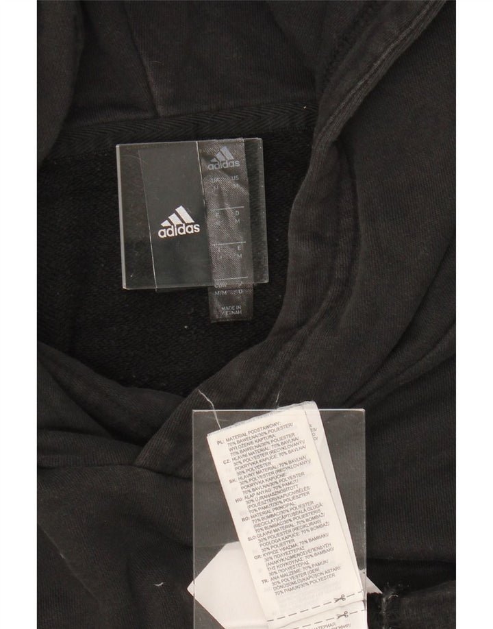 ADIDAS Mens Graphic Hoodie Jumper Medium Black Cotton Vintage Adidas and Second-Hand Adidas from Messina Hembry 