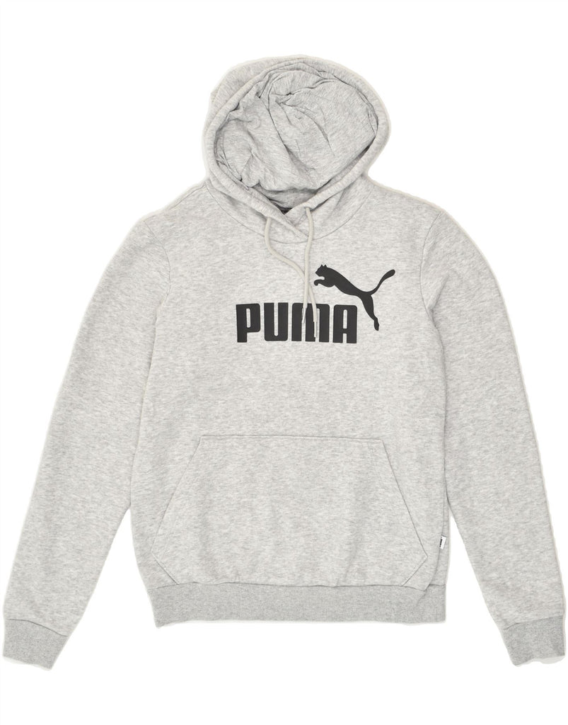 PUMA Womens Graphic Hoodie Jumper UK 10 Small  Grey Cotton | Vintage Puma | Thrift | Second-Hand Puma | Used Clothing | Messina Hembry 