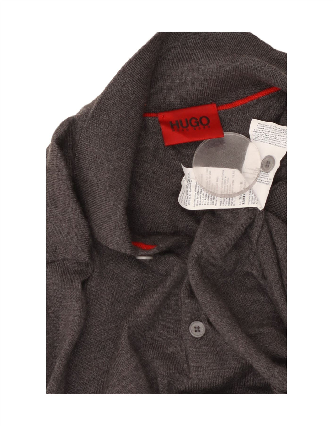 Hugo Boss Mens Polo Neck Jumper Sweater Medium Grey Virgin Wool