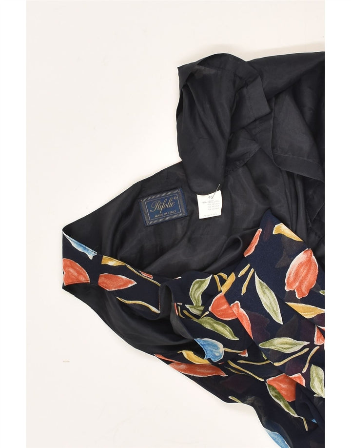 VINTAGE Womens Basic Dress UK 46 Large Navy Blue Floral Polyester | Vintage Vintage | Thrift | Second-Hand Vintage | Used Clothing | Messina Hembry 