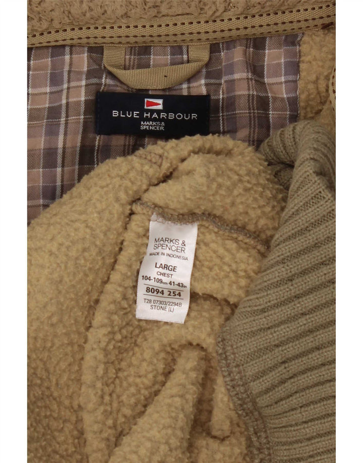 Marks & Spencer Mens Blue Harbour Zip Hoodie Sweater Large Khaki Polyester