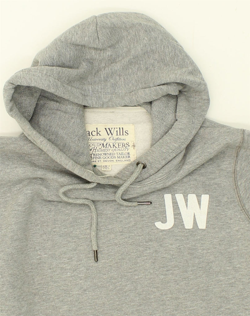 JACK WILLS Womens Graphic Hoodie Jumper UK 14 Large  Grey Cotton | Vintage Jack Wills | Thrift | Second-Hand Jack Wills | Used Clothing | Messina Hembry 