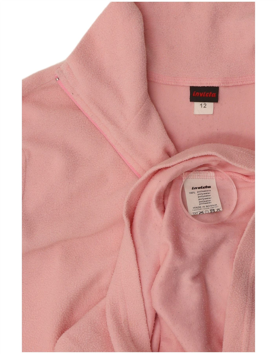 INVICTA Womens Zip Neck Fleece Jumper UK 12 Medium  Pink Polyester