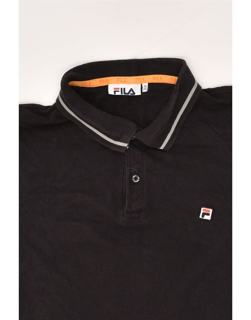 FILA Mens Polo Shirt IT 56 2XL Black Cotton | Vintage Fila | Thrift | Second-Hand Fila | Used Clothing | Messina Hembry 