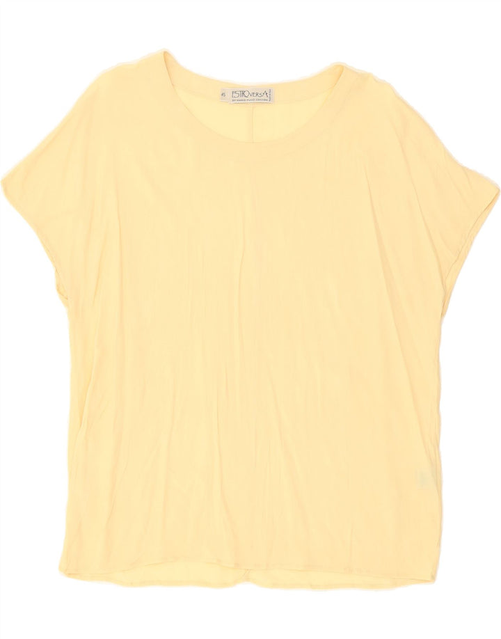 MARIO PUCCI CECCONI Womens Blouse Top IT 45 Large Yellow Acetate Vintage Mario Pucci Cecconi and Second-Hand Mario Pucci Cecconi from Messina Hembry 