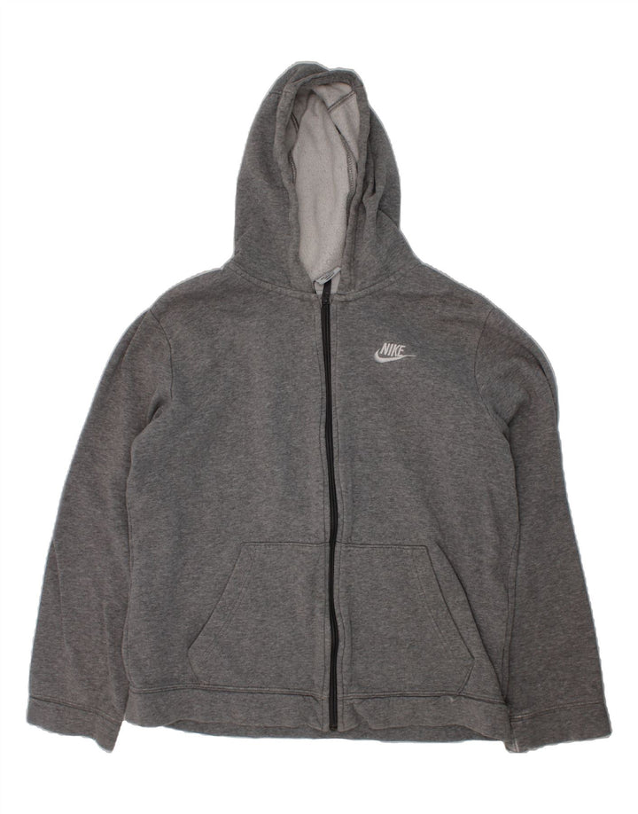 NIKE Boys Zip Hoodie Sweater 13-14 Years Grey Cotton Vintage Nike and Second-Hand Nike from Messina Hembry 
