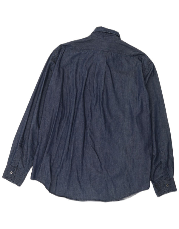 Trussardi Jeans Mens Denim Shirt XL Navy Blue Cotton