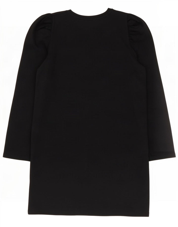 Zara Womens Long Sleeve Shift Dress UK 14 Medium Black Cotton