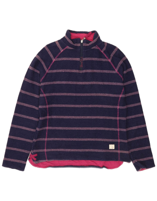 Weird Fish Womens 1/4 Zip Sweatshirt Jumper UK 14 Medium Navy Blue Striped