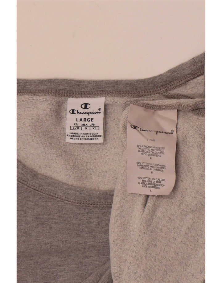 Champion Womens Crop Sweatshirt Jumper UK 16 Large Grey Cotton
