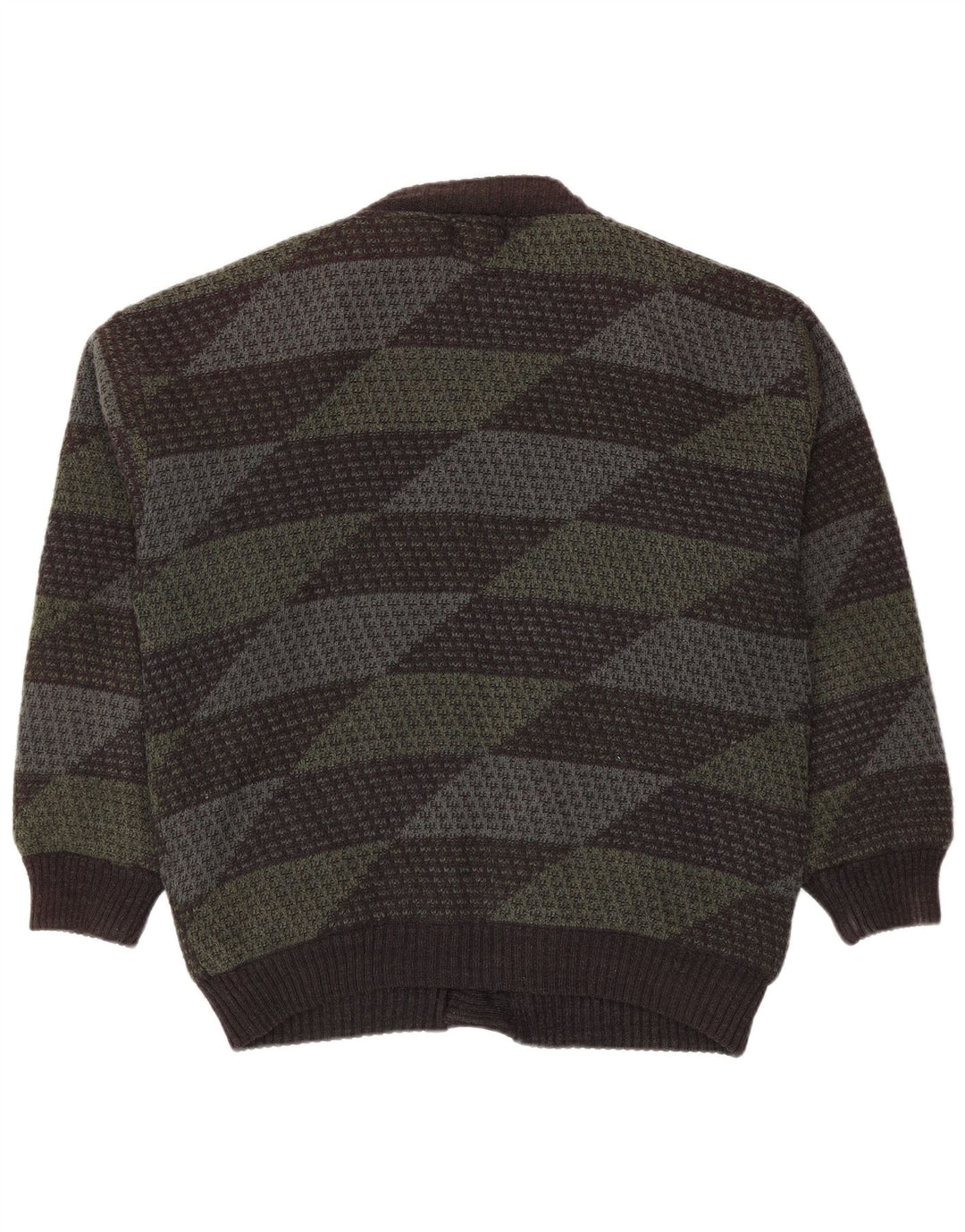Mark Adam Mens Cardigan Sweater IT 48/50 Medium Green Geometric Polyacrylic