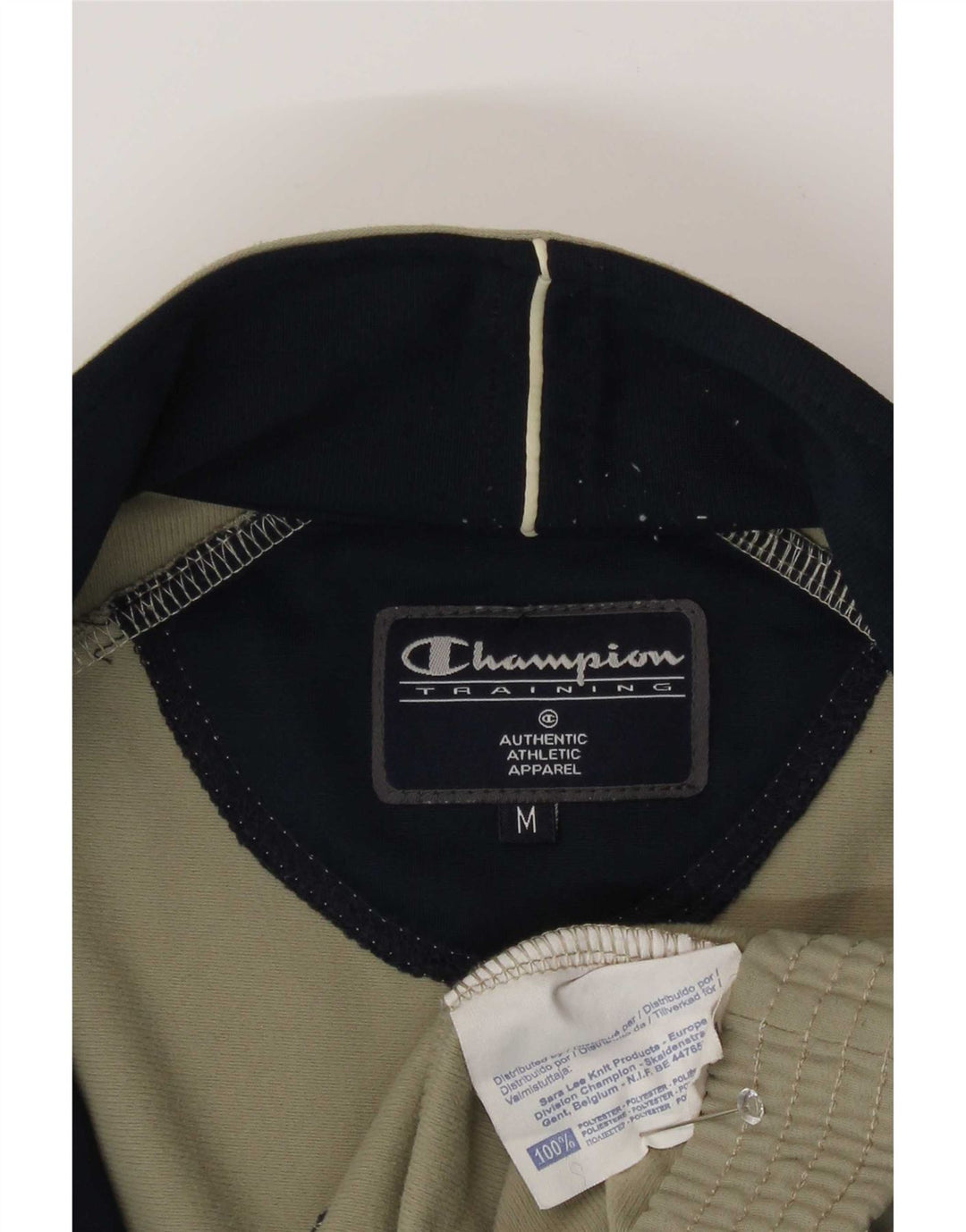 Champion Mens Tracksuit Top Jacket Medium Khaki Colourblock Polyester