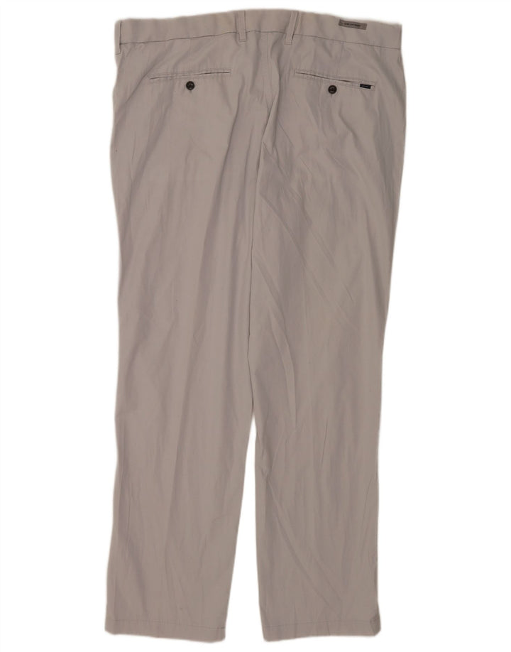 Marks & Spencer Mens Straight Chino Trousers W42 L33 Grey Cotton