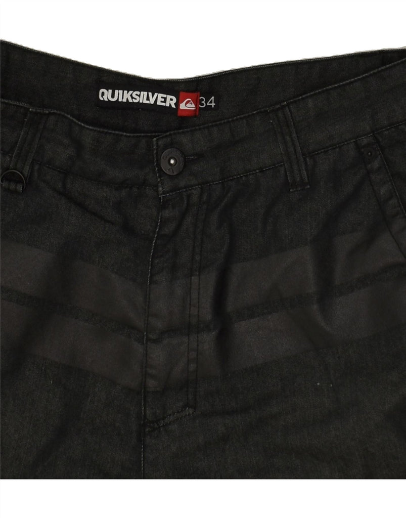 QUIKSILVER Mens Chino Shorts W34 Large  Black Striped Cotton Vintage Quiksilver and Second-Hand Quiksilver from Messina Hembry 