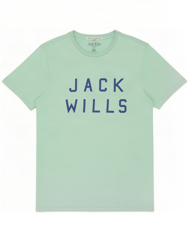 Jack Wills Mens Classic Fit Graphic T-Shirt Top Small Green Cotton