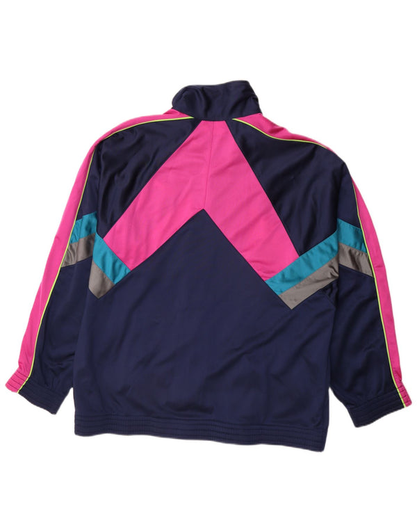 Lotto Mens Retro Tracksuit Top Jacket XL Navy Blue Colourblock Retro