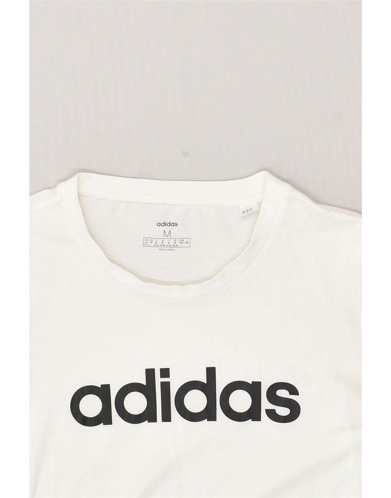 ADIDAS Womens Graphic T-Shirt Top UK 12/14 Medium White Cotton | Vintage Adidas | Thrift | Second-Hand Adidas | Used Clothing | Messina Hembry 