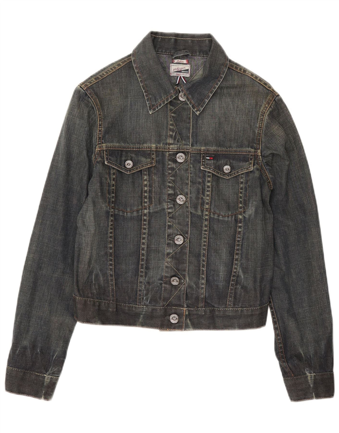 Tommy Hilfiger Womens Crop Denim Jacket UK 12 Medium Blue Cotton