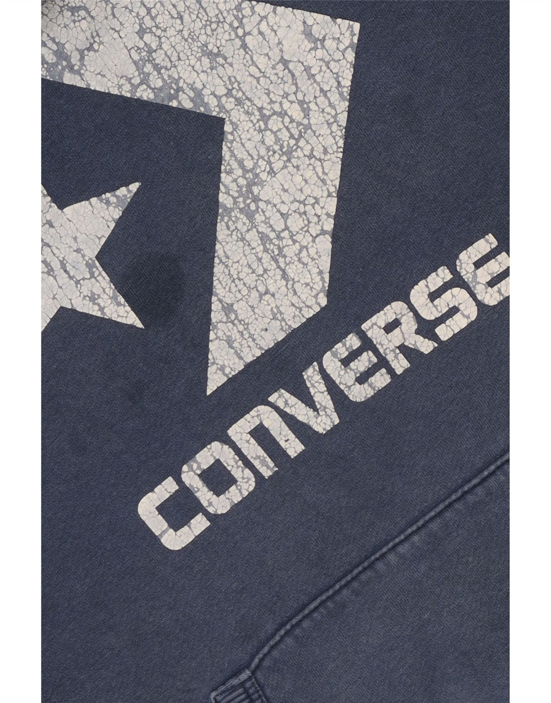 CONVERSE Mens Graphic Hoodie Jumper Small Blue Cotton