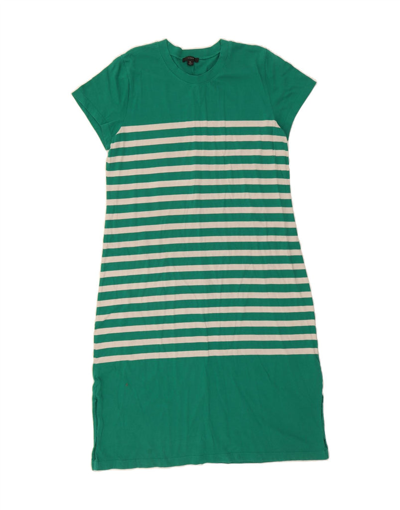 J. CREW Womens T-Shirt Dress UK 18 XL Green Striped Cotton Vintage J. Crew and Second-Hand J. Crew from Messina Hembry 