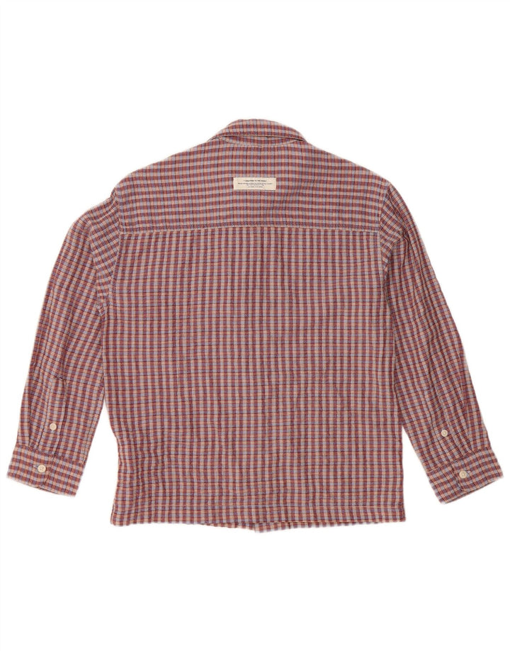 ZARA Boys Flannel Shirt 8-9 Years Burgundy Check Cotton