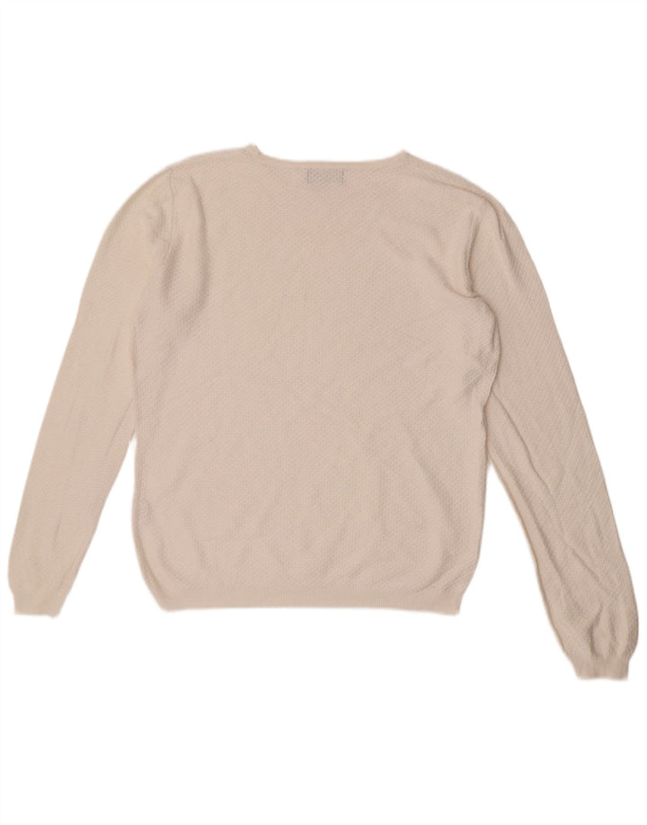 Zara Mens Crew Neck Jumper Sweater Medium White Geometric Cotton