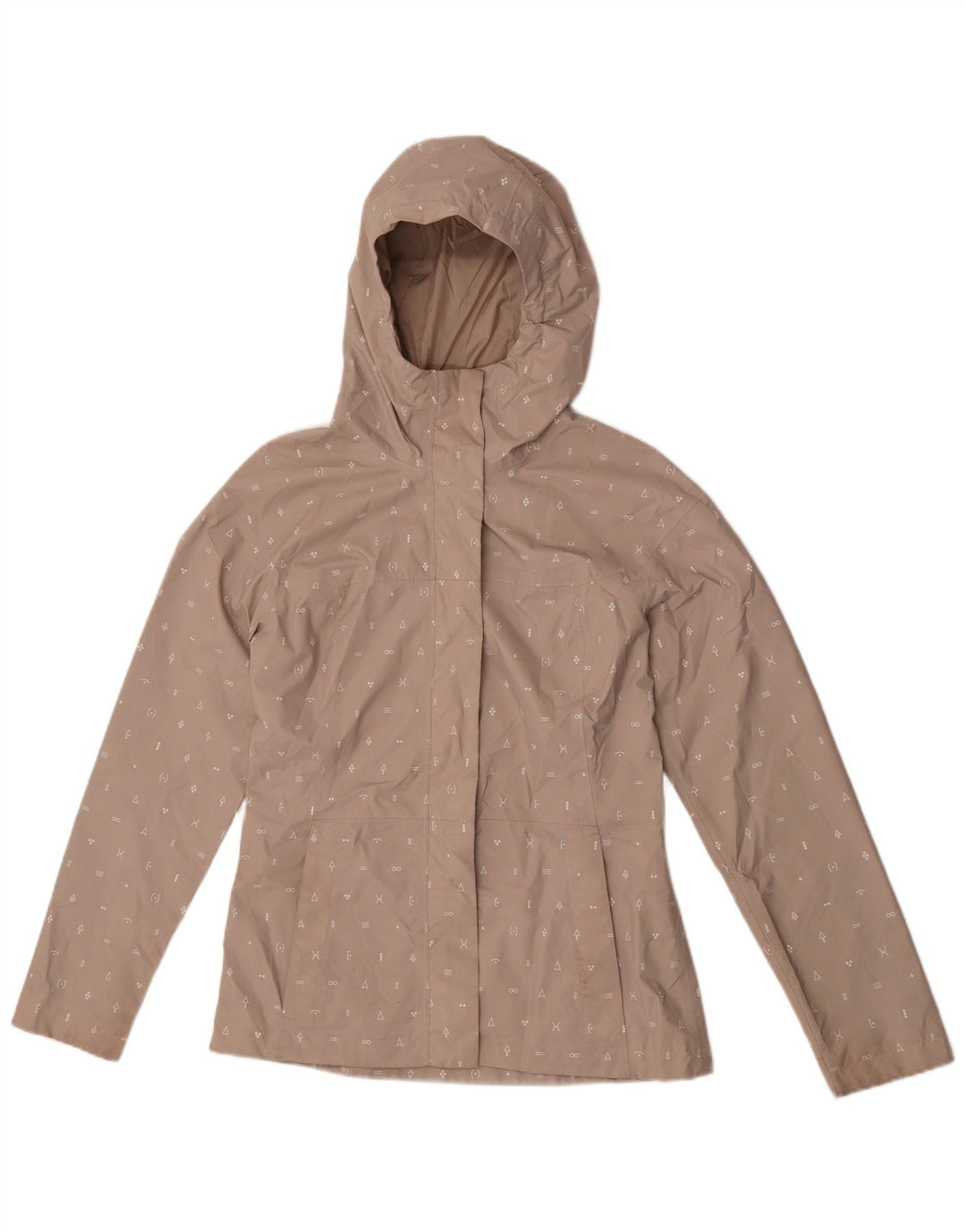The North Face Womens Graphic Hooded Rain Jacket UK 10 Small Beige