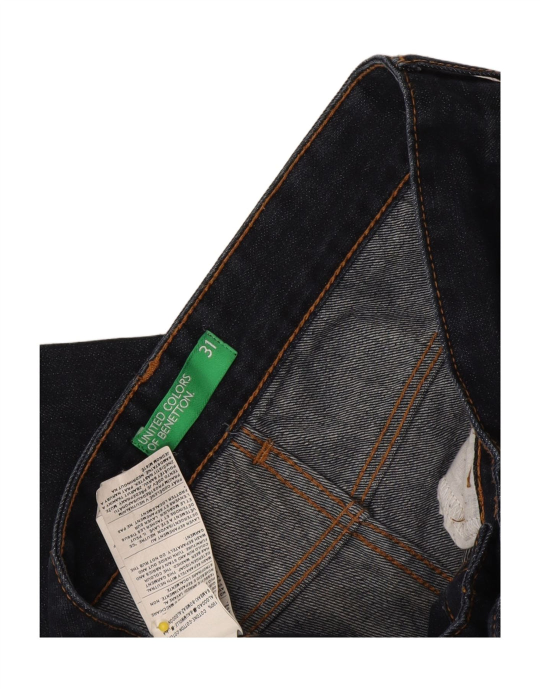 Benetton Mens Slim Jeans W31 L31 Navy Blue Cotton