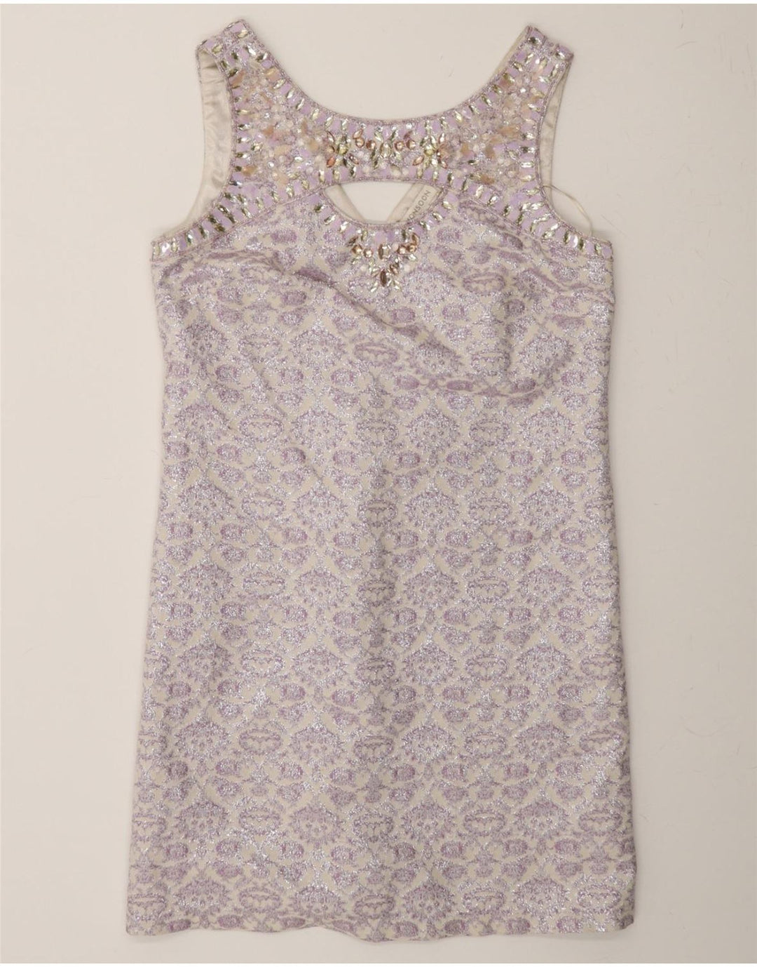 MONSOON Womens Abstract Pattern Sleeveless Shift Dress UK 12 Medium Purple Vintage Monsoon and Second-Hand Monsoon from Messina Hembry 